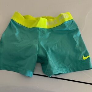 Nike Women's Shorts in Teal and Neon Yellow